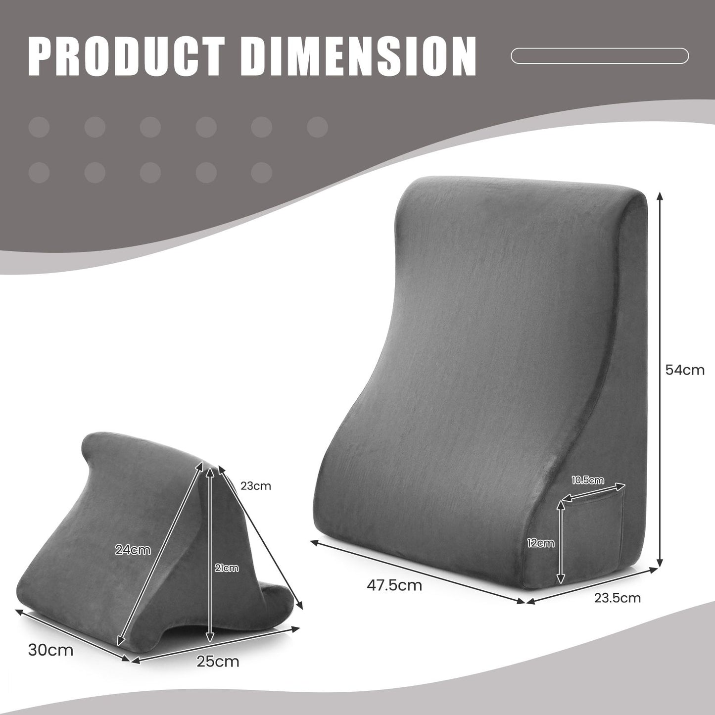 Wedge Pillow Set with Tablet Pillow Stand and Sidepockets