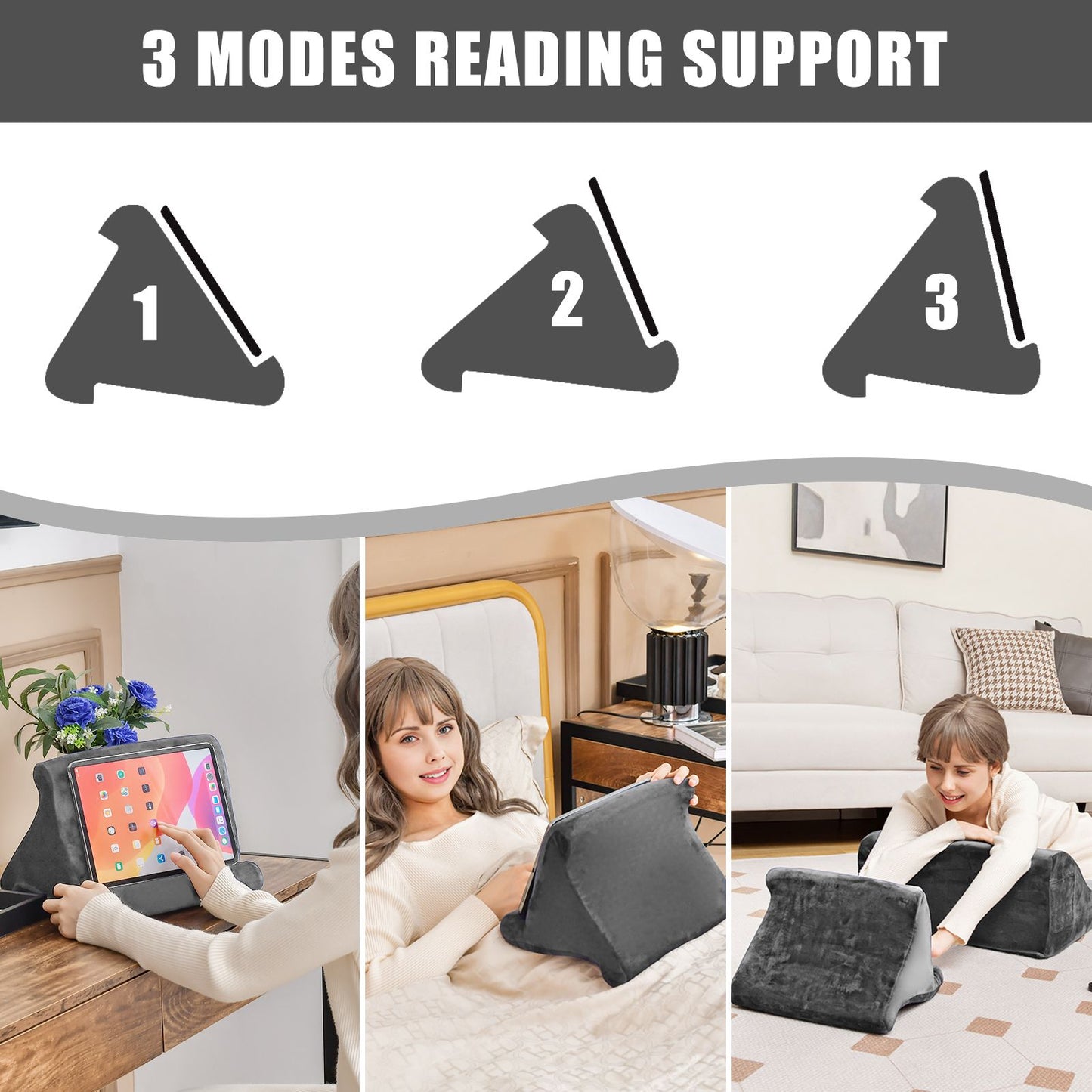 Wedge Pillow Set with Tablet Pillow Stand and Sidepockets