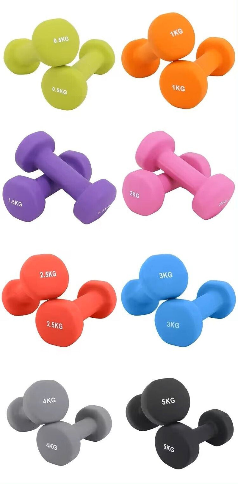 Neoprene Dumbbell Pair Home Weights Gym Fitness Sports